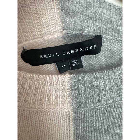 Skull Cashmere Colorblock 100% Cashmere Pullove Sweater - Pink & Gray, M - Picture 3 of 8